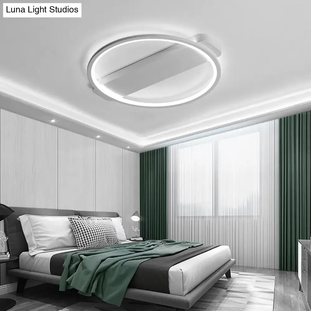 Modern Ring Acrylic Flush Light: 18"/25.5" Wide LED Ceiling Fixture for Living Room (Black/White)