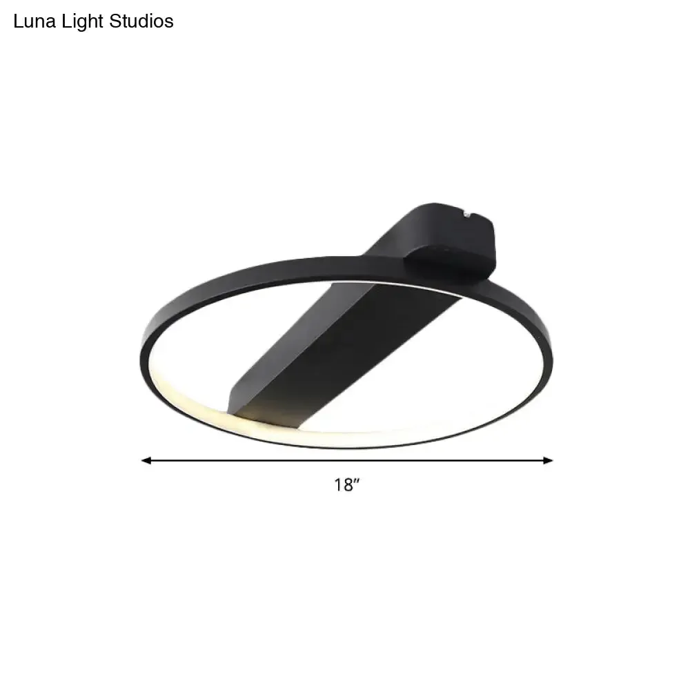 Modern Ring Acrylic Flush Light: 18"/25.5" Wide LED Ceiling Fixture for Living Room (Black/White)