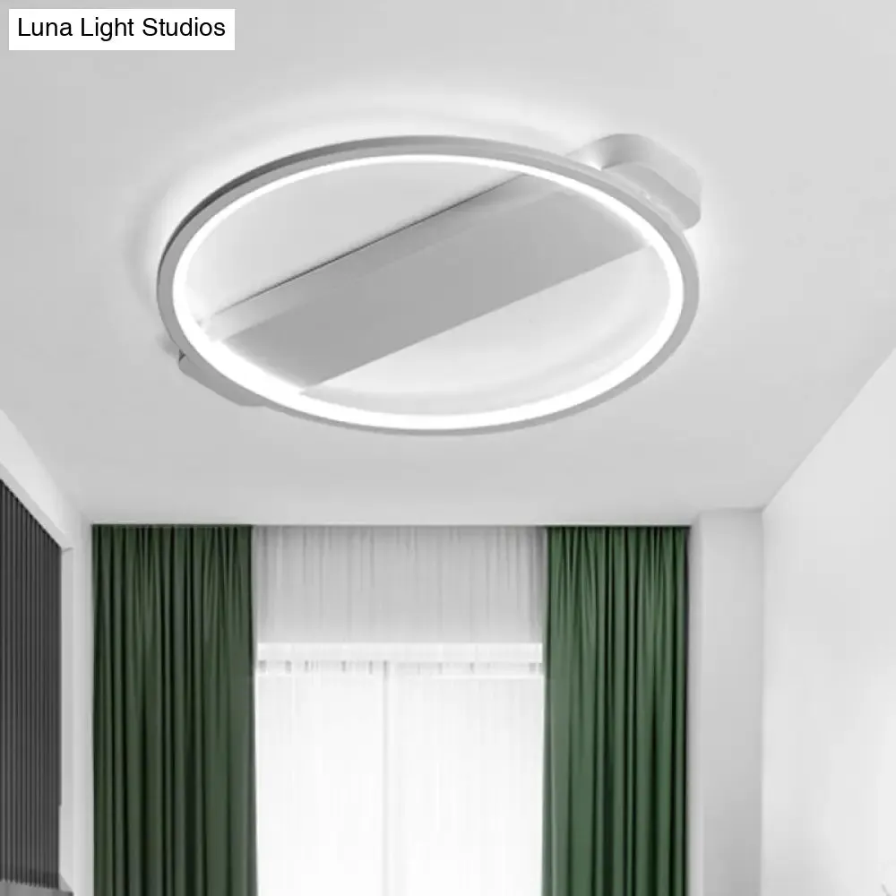 Modern Ring Acrylic Flush Light: 18"/25.5" Wide LED Ceiling Fixture for Living Room (Black/White)