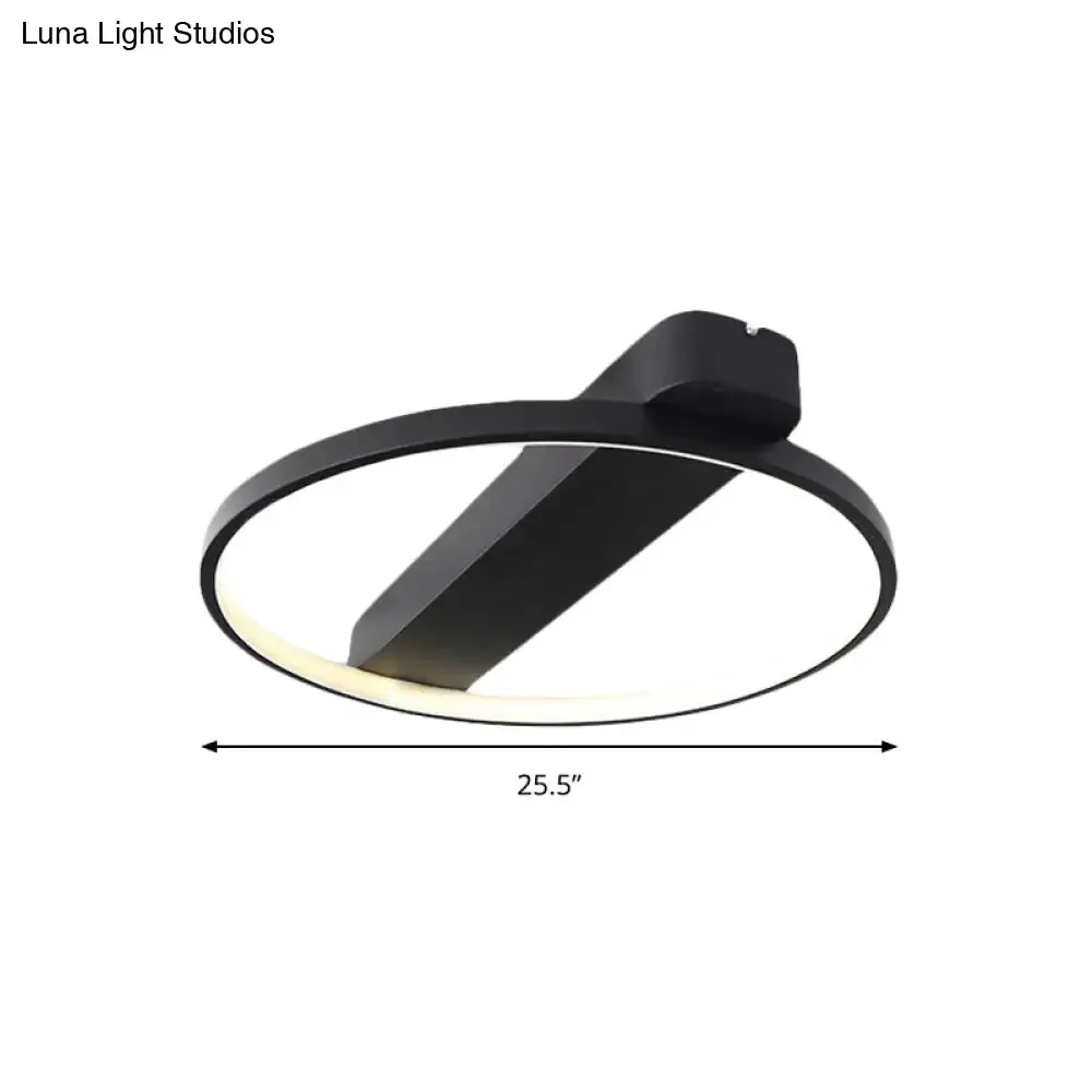 Modern Ring Acrylic Flush Light: 18"/25.5" Wide LED Ceiling Fixture for Living Room (Black/White)