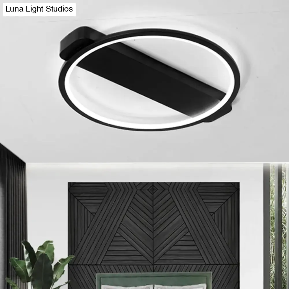 Modern Ring Acrylic Flush Light: 18"/25.5" Wide LED Ceiling Fixture for Living Room (Black/White)