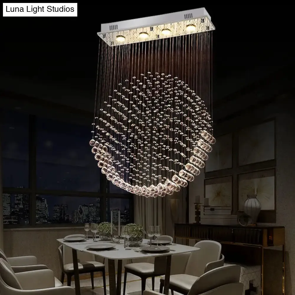 Modern Round LED Flushmount Dining Room Light in Nickel