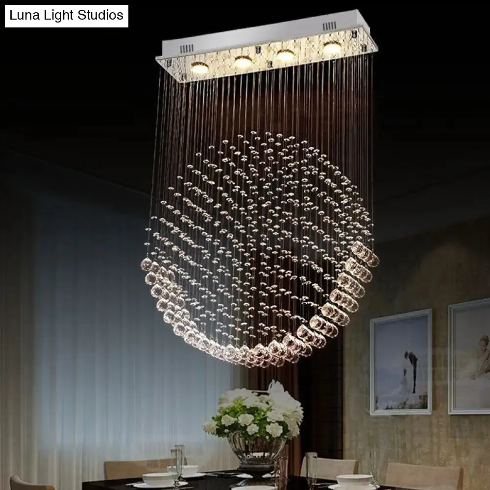 Modern Round LED Flushmount Dining Room Light in Nickel