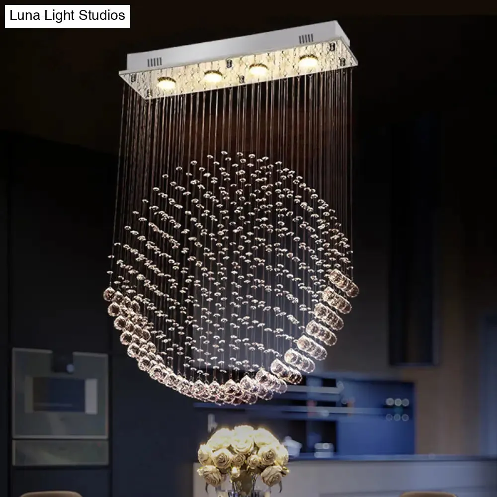 Modern Round LED Flushmount Dining Room Light in Nickel