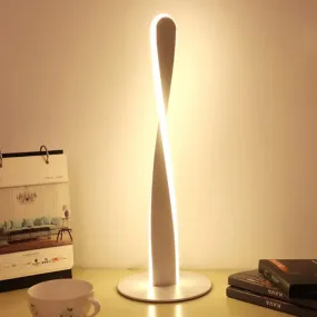 Modernist LED Desk Lamp: White Spiral Reading Light for Bedroom