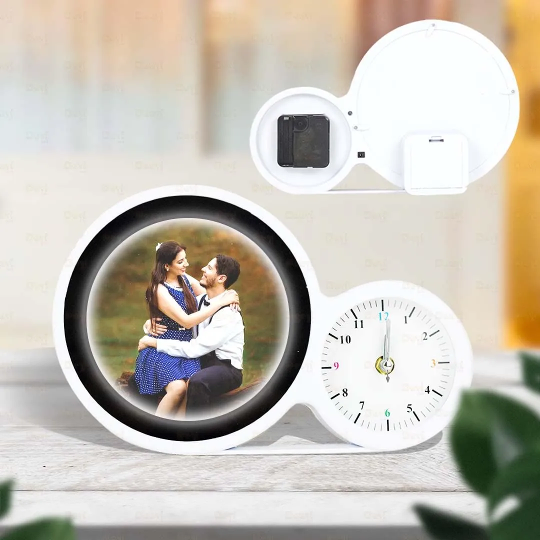 MUSHA Round Shape Personalized Customized Magic Mirror Cum Photo Frame Giting Item (30X19)