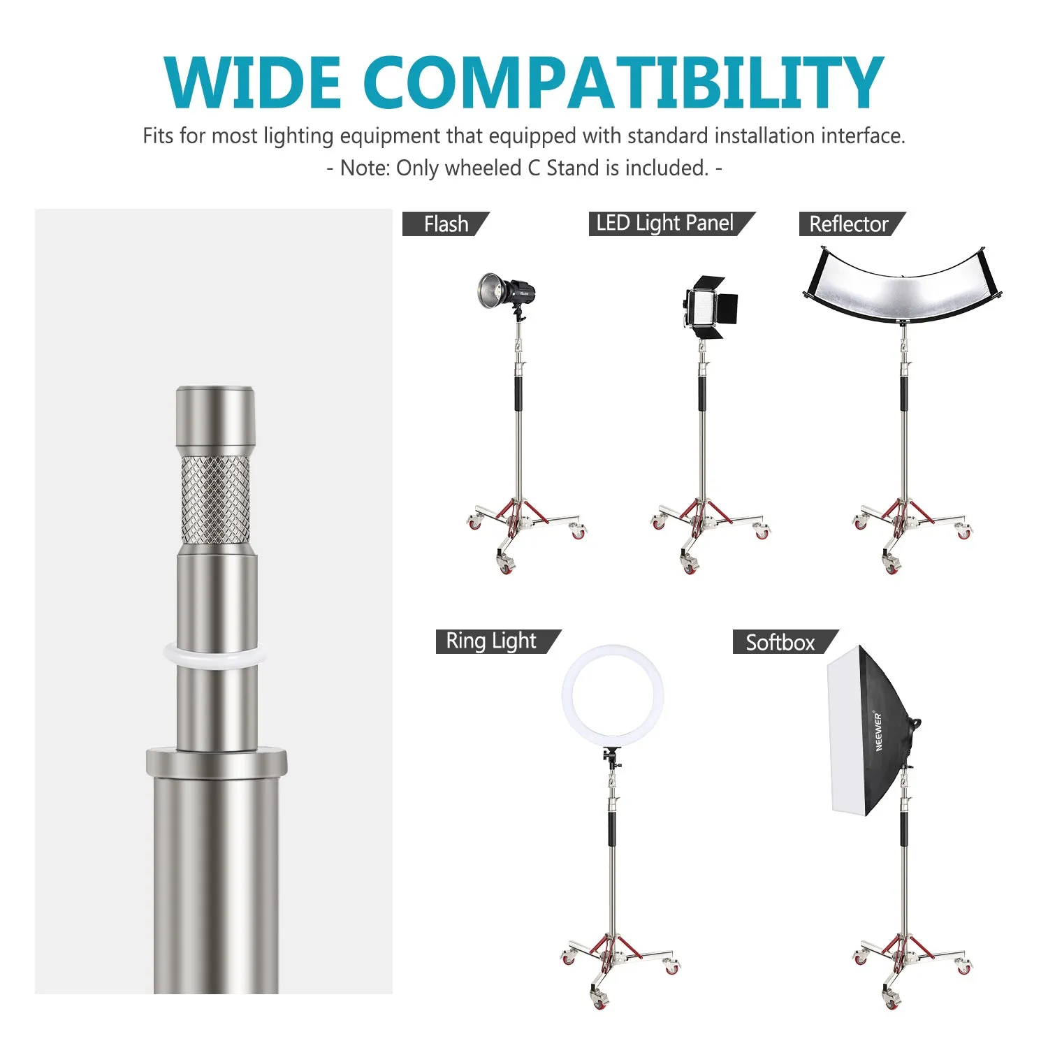 NEEWER 305cm Stainless Steel Heavy Duty Light Stand