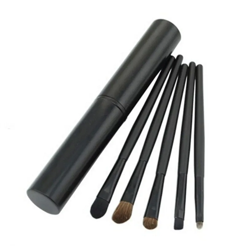 New Professional Pony Hair Eyeshadow Brushes Set & Kits 5pcs Black 5 pcs Makeup Brushes For Eye Makeup Tool Kit   Round Tube