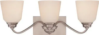 Nuvo Calvin Led 3-Light Vanity Fixture Brushed Nickel 23-7/8 X 8-1/2 Inch  Uses (3) 9.8-Watt Led Gu24 Base Lamps