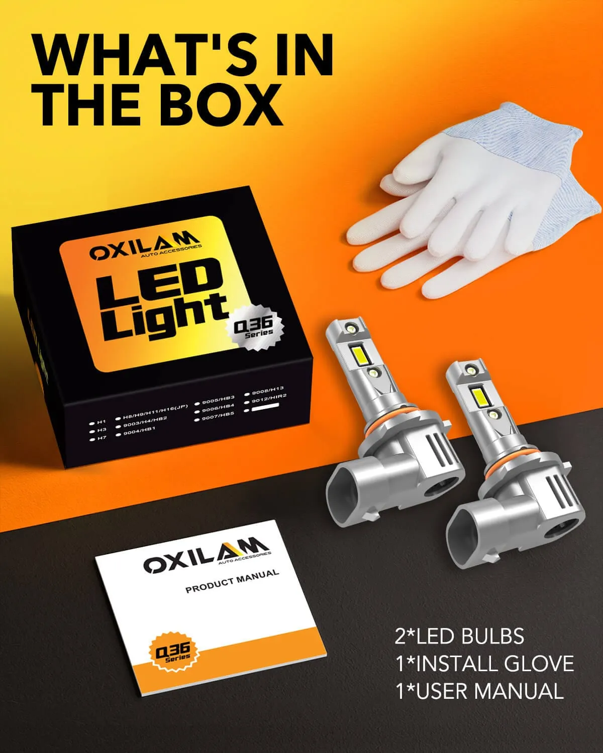 OXILAM HB3 9005 Fog Light Bulbs 18000LM 1:1 Size 6500K White, Wireless for Halogen Replacement