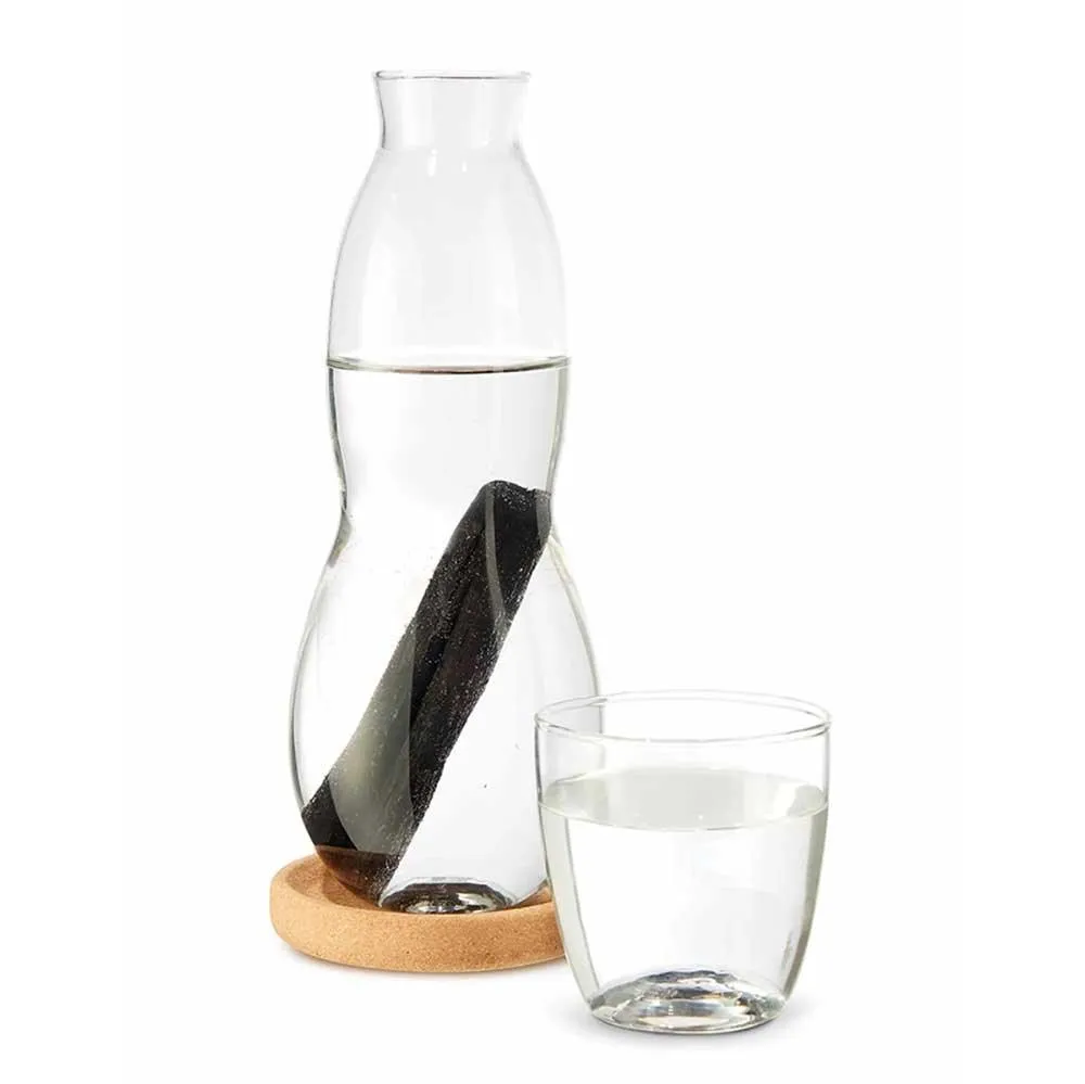 Personal Glass Carafe 0.8L With Active Charcoal Filter & Glass Tumbler