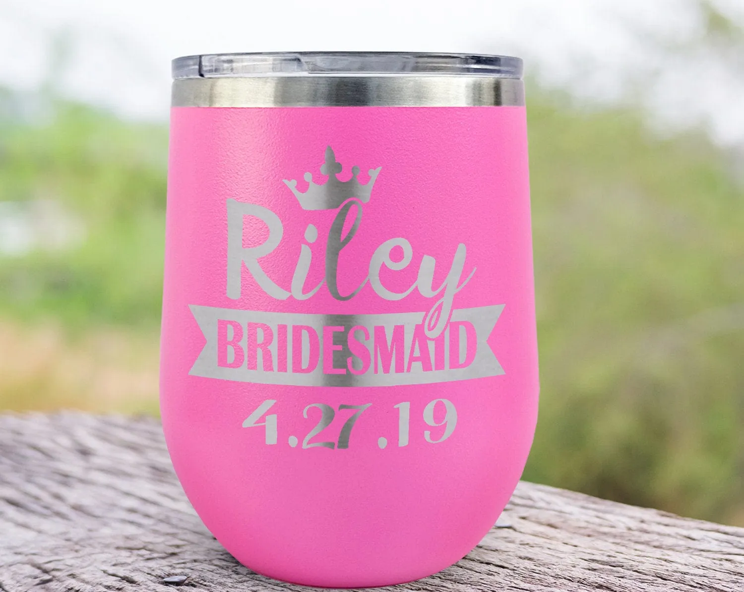 Personalized Unique Engraved Wedding Party Gift for Bridesmaids Bachelorette Wine Glass Tumblers Maid of Honor Gift Favors Bridal Shower