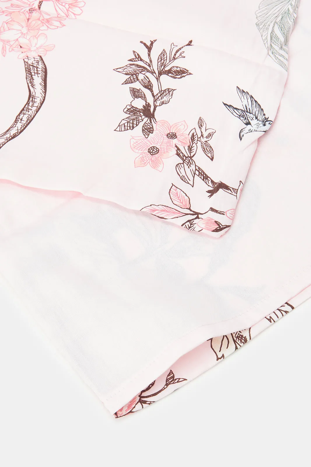 Pink 2 Piece Garden Printed Duvet Cover Set (Single Size)