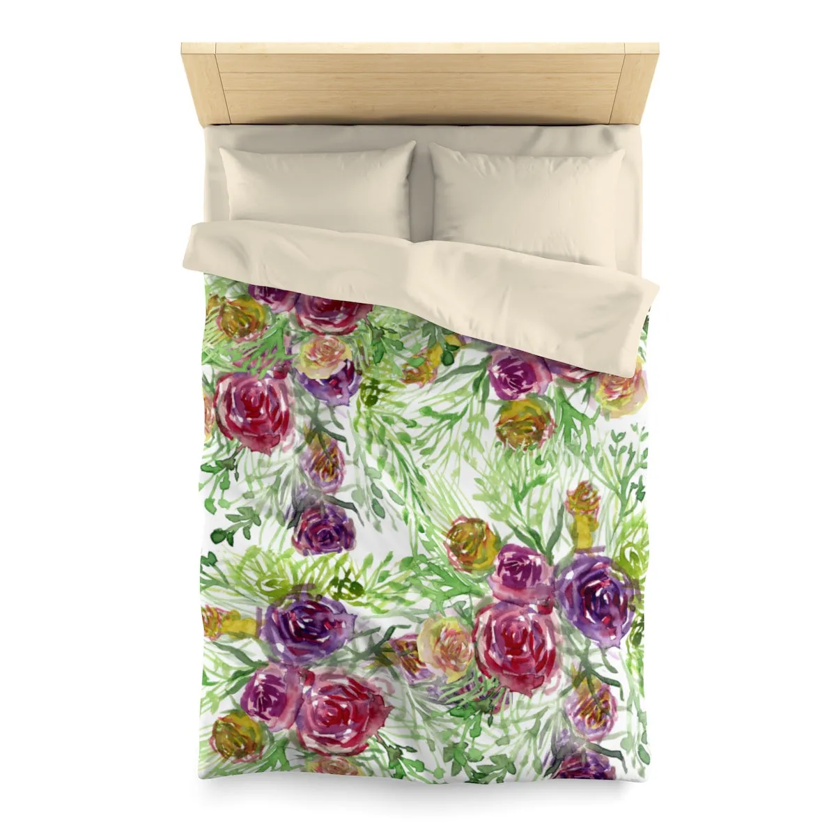 Purple Garden Floral Rose Soft Polyester Microfiber Duvet Cover-Made in USA