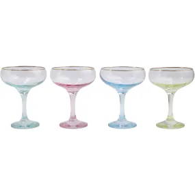 Rainbow Assorted Coupe Champagne Glasses - Set of 4