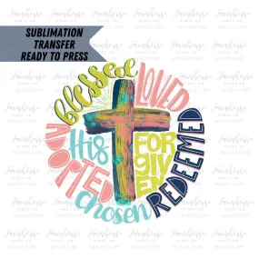 Ready To Press, Sublimation Transfers, Church, Sublimation, Transfer Ready To Press, Christian Easter Cross Heat Transfer Design, Redeemed T