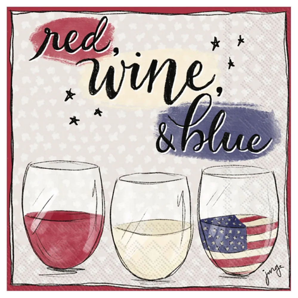 Red Wine Blue Cocktail Napkins