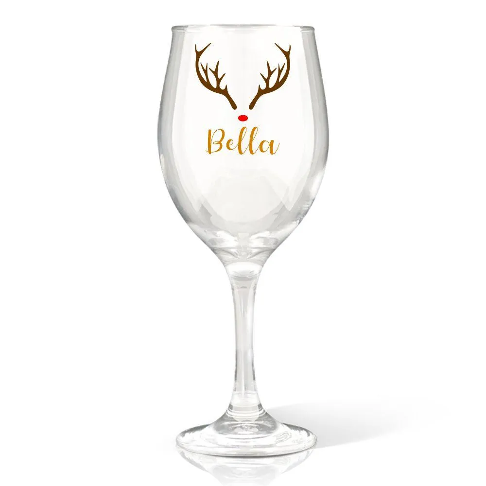 Reindeer Wine Glass