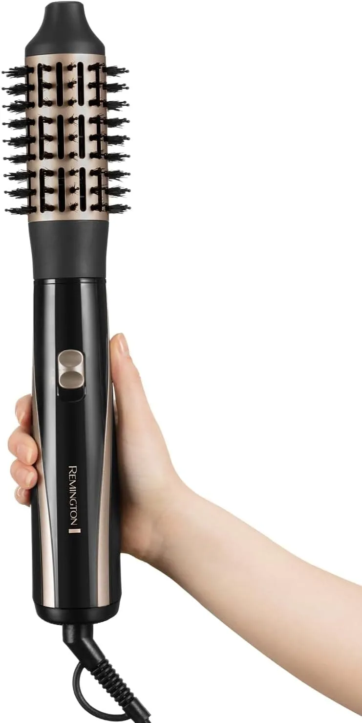 Remington Blow & Dry Caring Air Styler Hot Brush for all hair lengths, with 6 styling attachments - 25mm, 38mm & 50mm Round Brush, Concentrator, Paddle Brush & Root Boost, Storage pouch, 1200W, AS7700