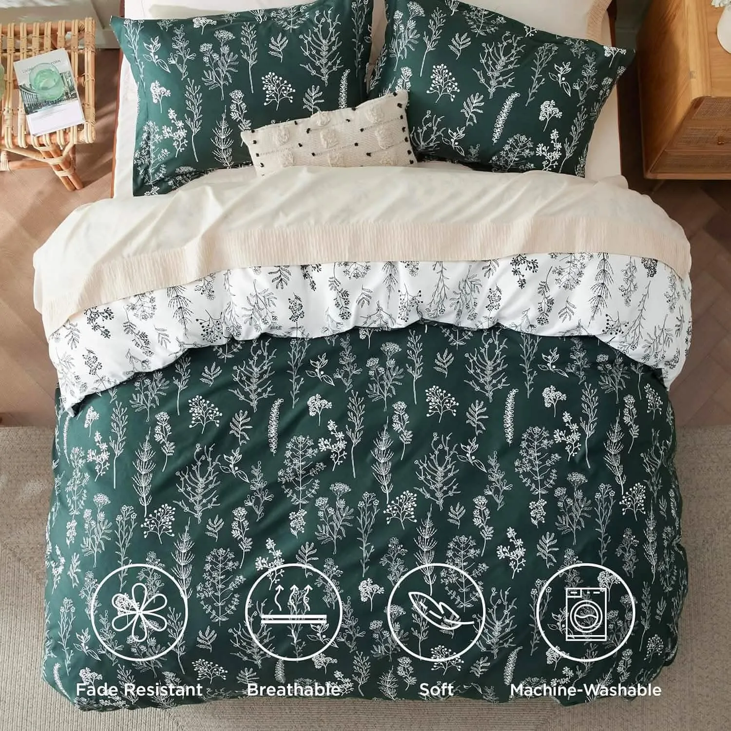 Reversible Floral Print Duvet Cover Set