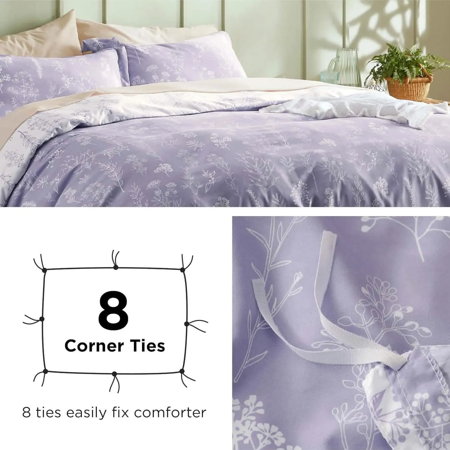 Reversible Floral Print Duvet Cover Set