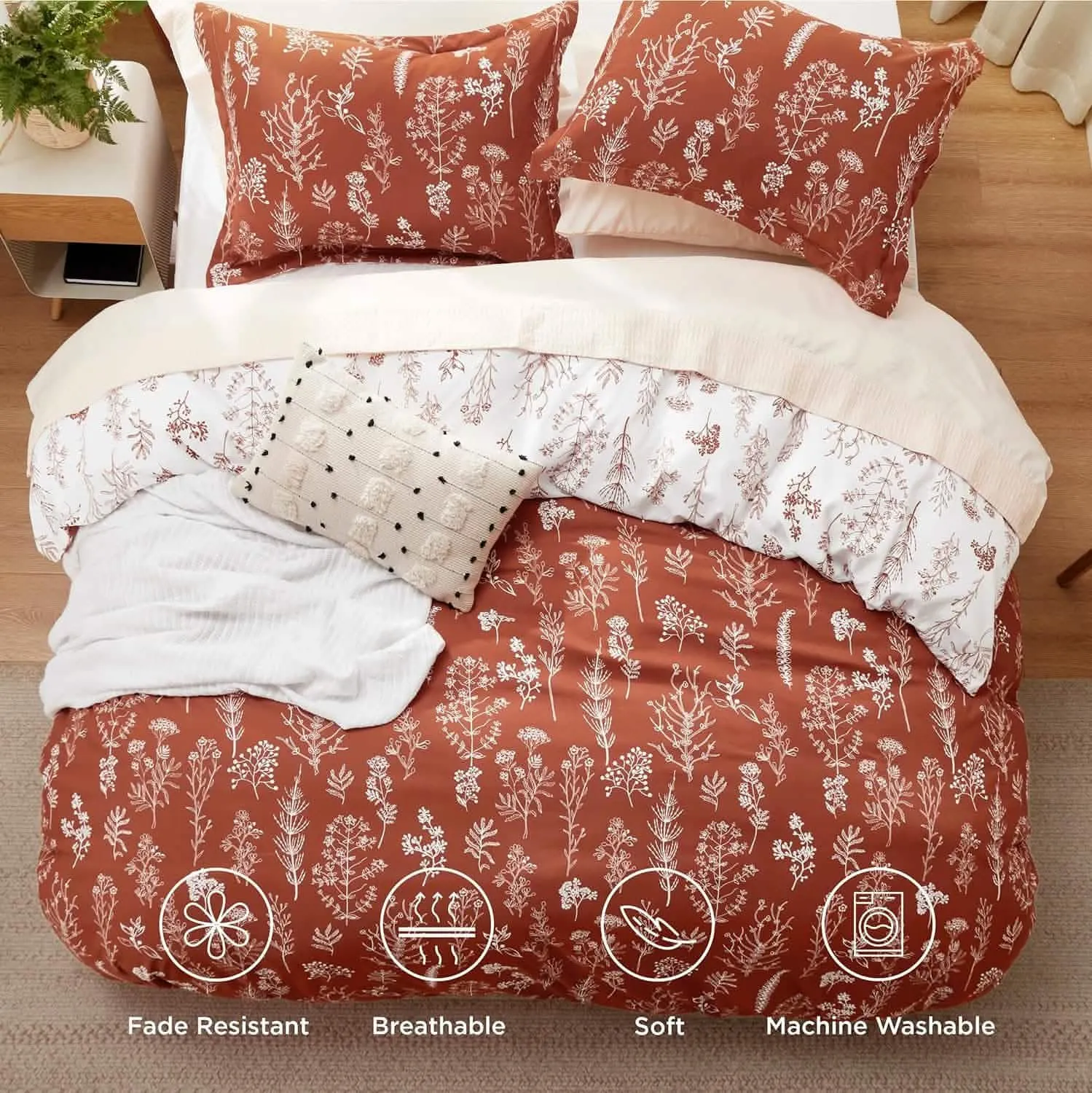 Reversible Floral Print Duvet Cover Set