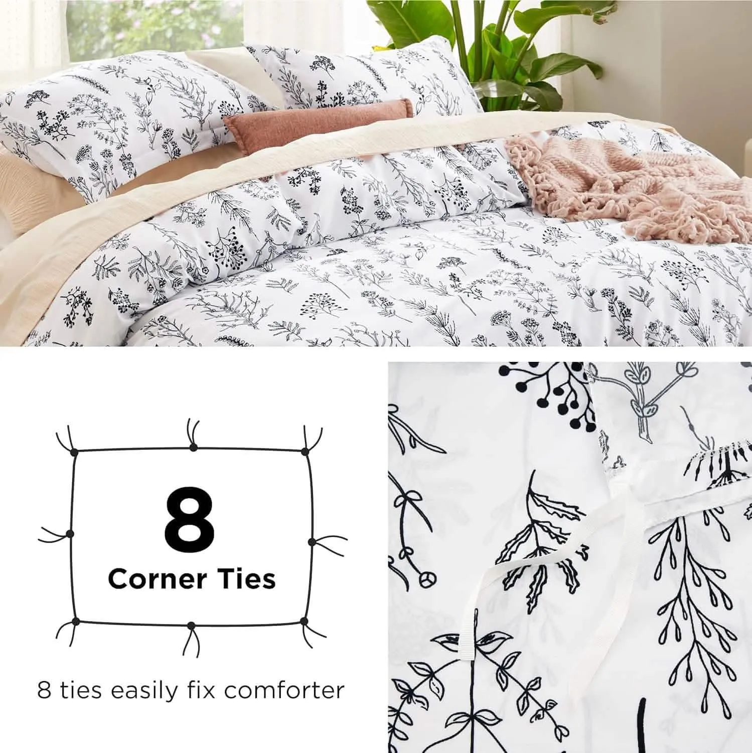 Reversible Floral Print Duvet Cover Set