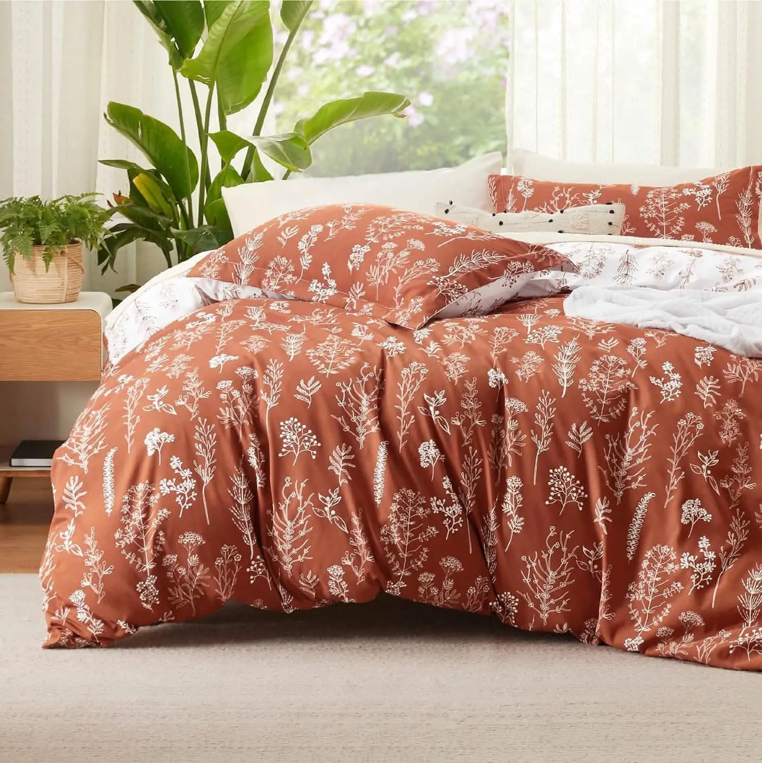 Reversible Floral Print Duvet Cover Set