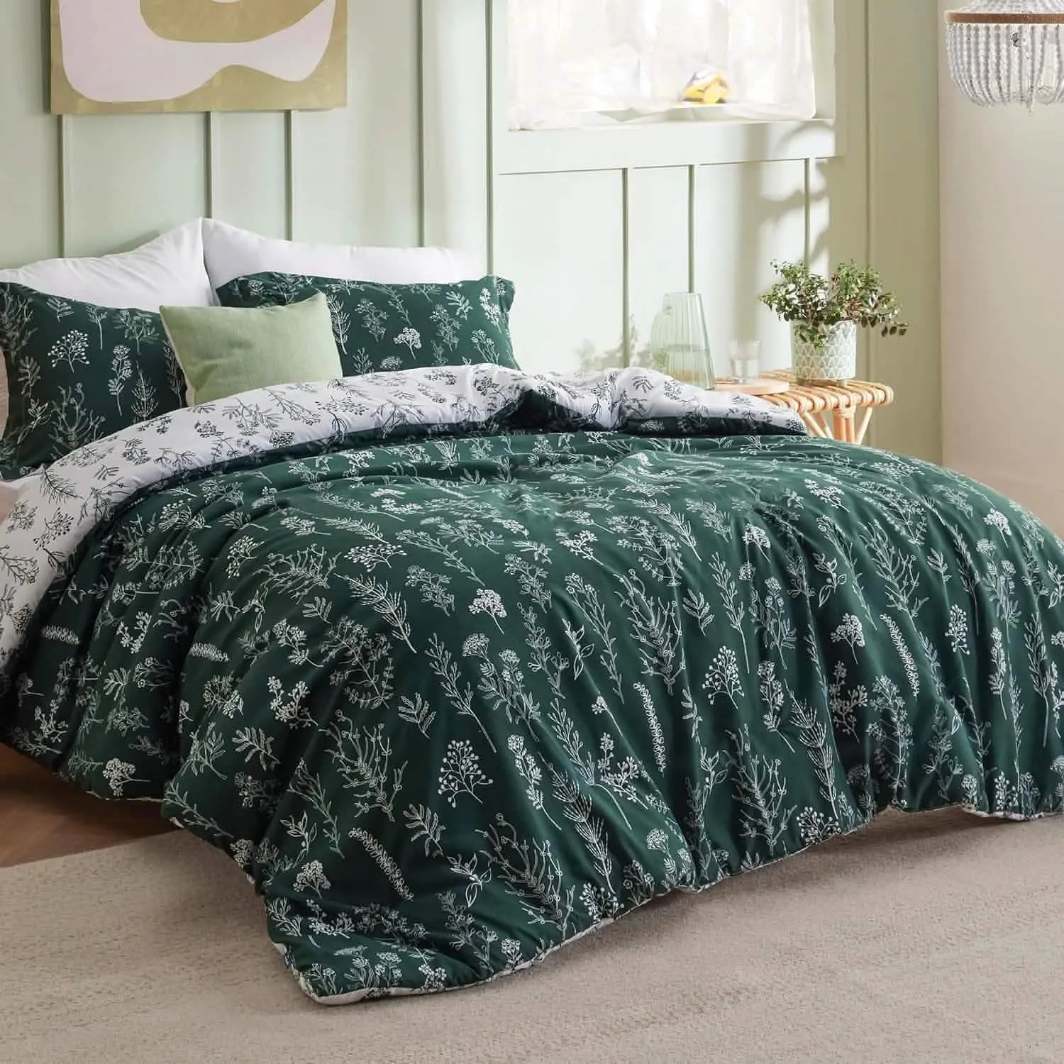 Reversible Floral Print Duvet Cover Set