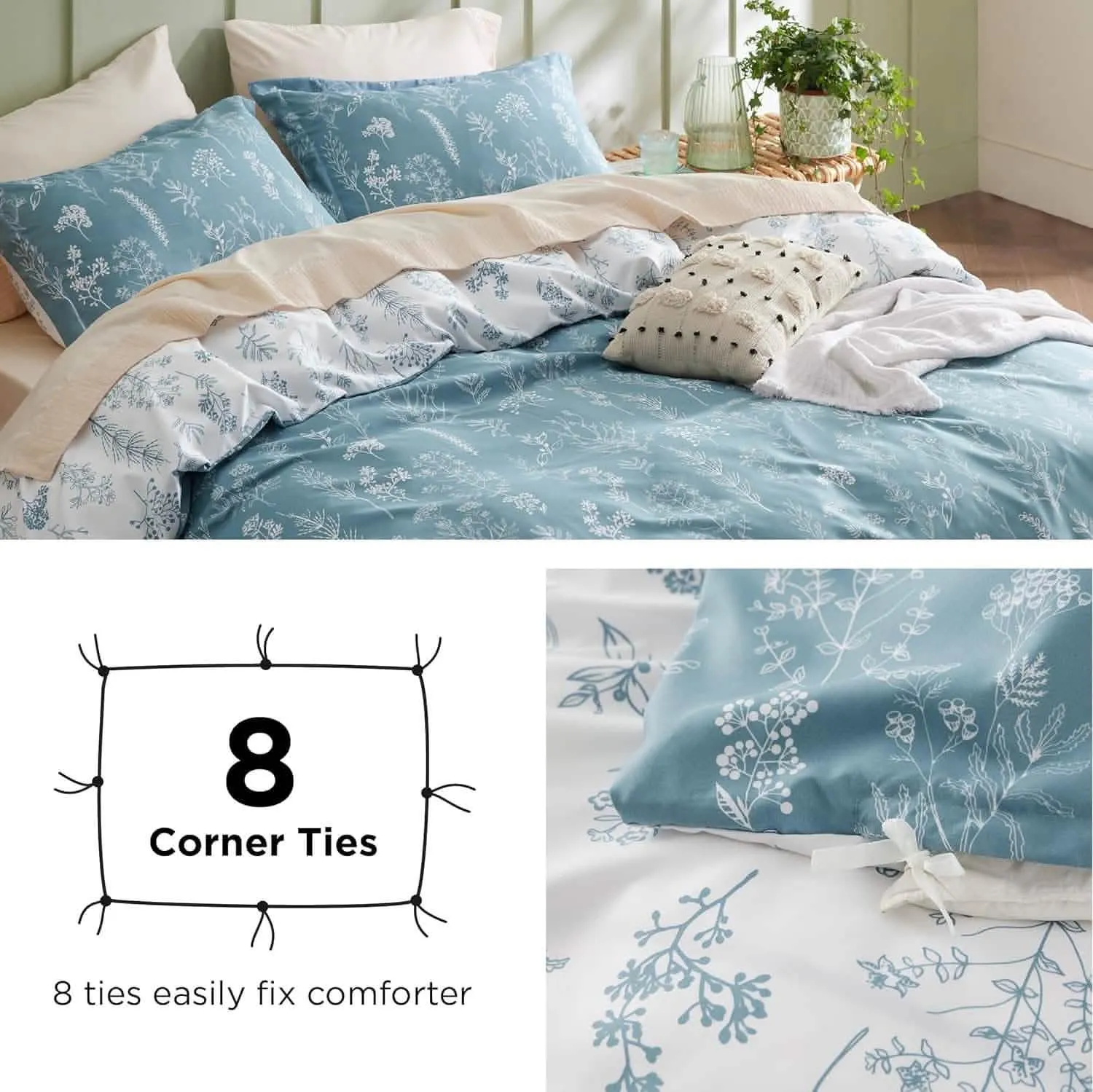 Reversible Floral Print Duvet Cover Set