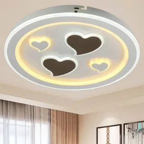 Round LED Flush Mount Ceiling Light in White Finish - Ideal for Adult Bedroom Décor