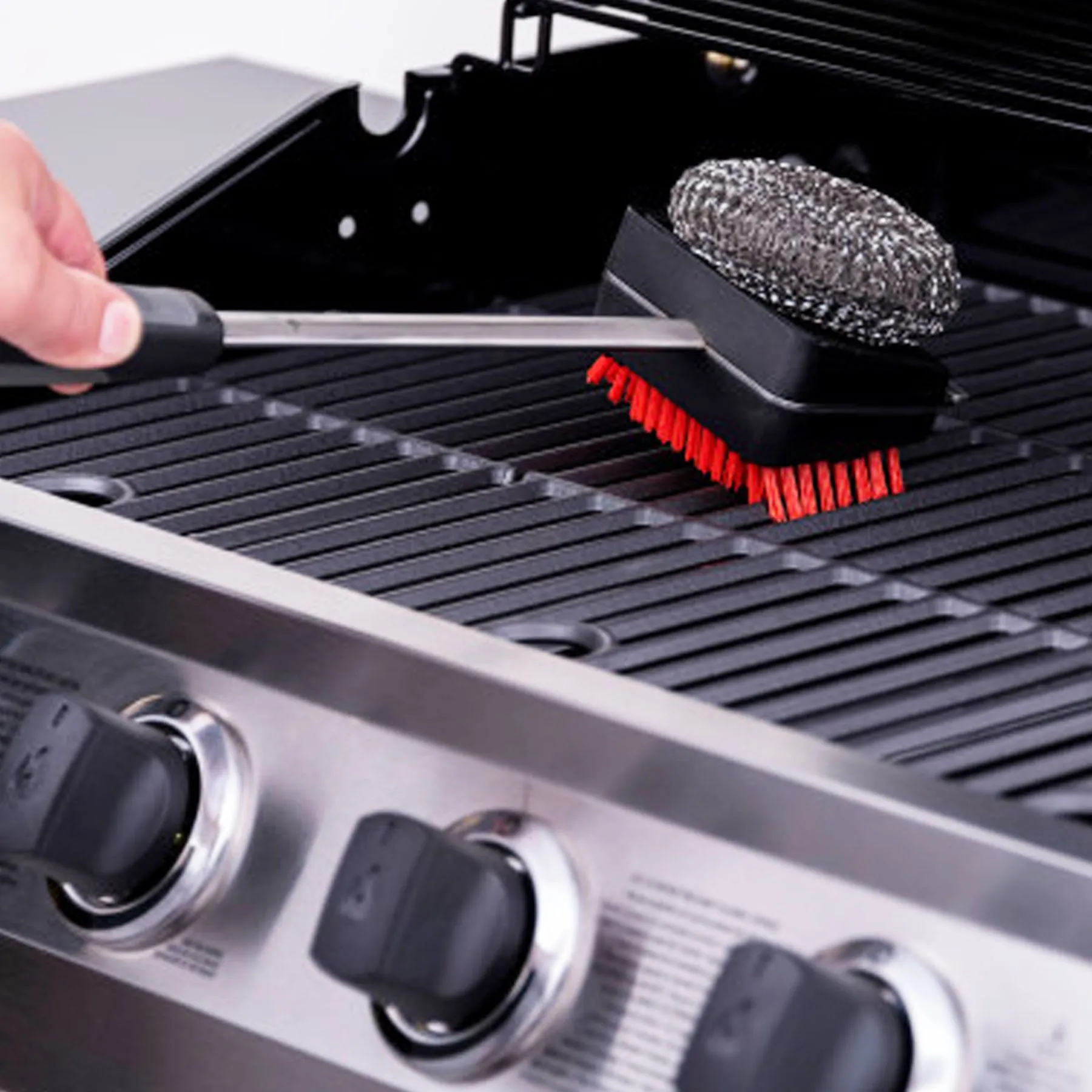 SAFER Dual-Sided Hand-Held BBQ Grill Clean Brush