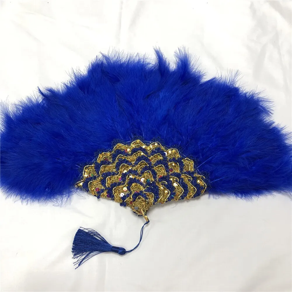 Sequins Double Sided Hand Dance Feather Fans