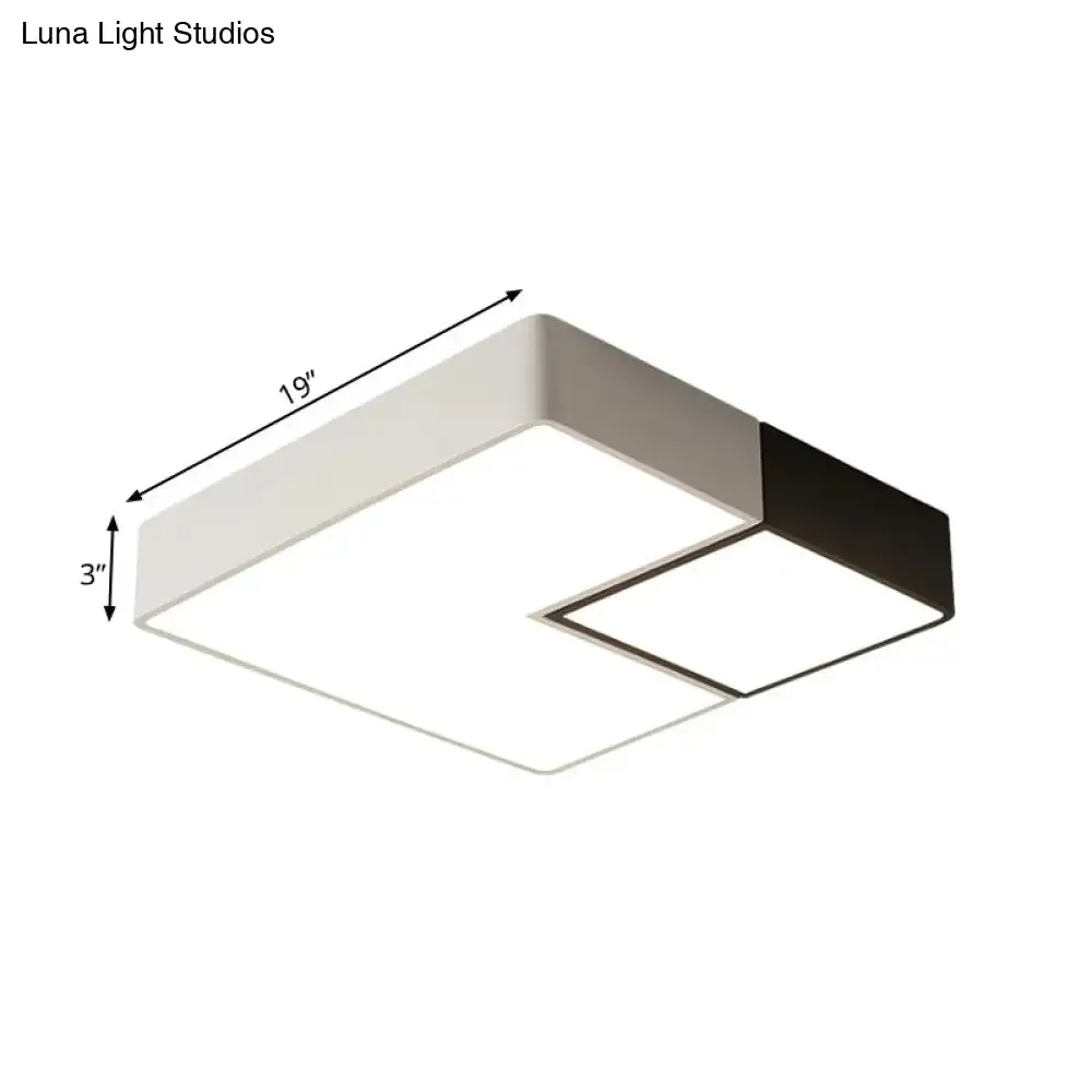 Simple Metal Square Flush Mount LED Ceiling Light Fixture for Living Room in Warm/White - 11"/15”/19" Wide