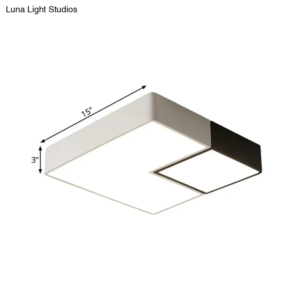 Simple Metal Square Flush Mount LED Ceiling Light Fixture for Living Room in Warm/White - 11"/15”/19" Wide