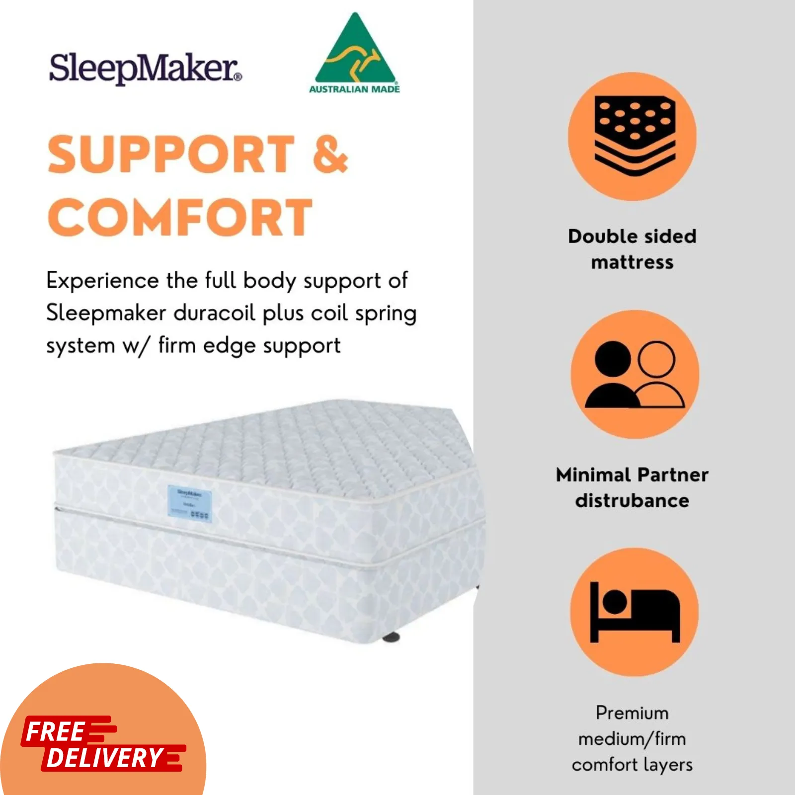 SleepMaker Traveller Miracoil Mattress - Firm