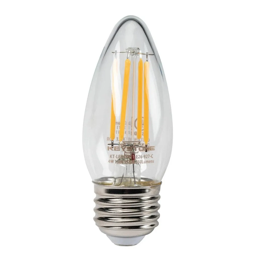 Straight Tip Chandelier Filament bulb, 40W Equivalent, B11 shape, E26 Medium base, 2700K, 90 CRI , Clear