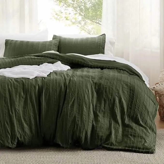 Striped Tufted Embroidery Duvet Cover Set