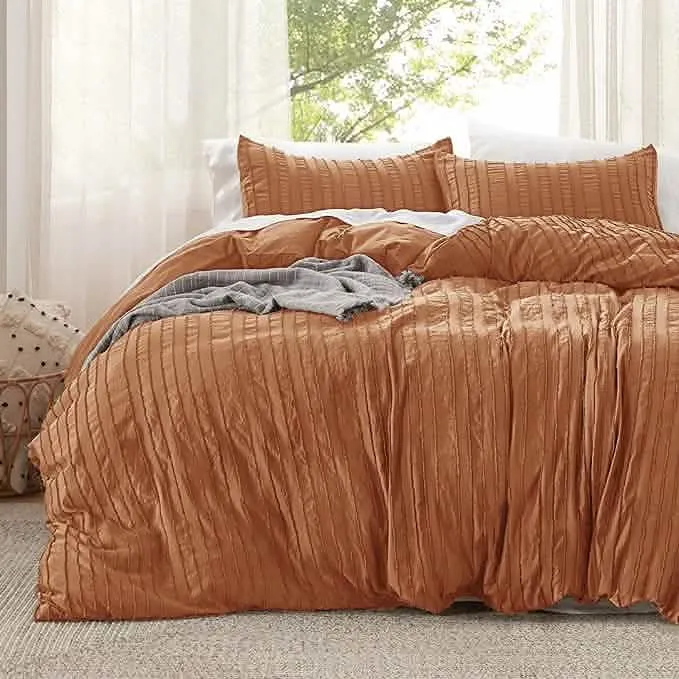 Striped Tufted Embroidery Duvet Cover Set