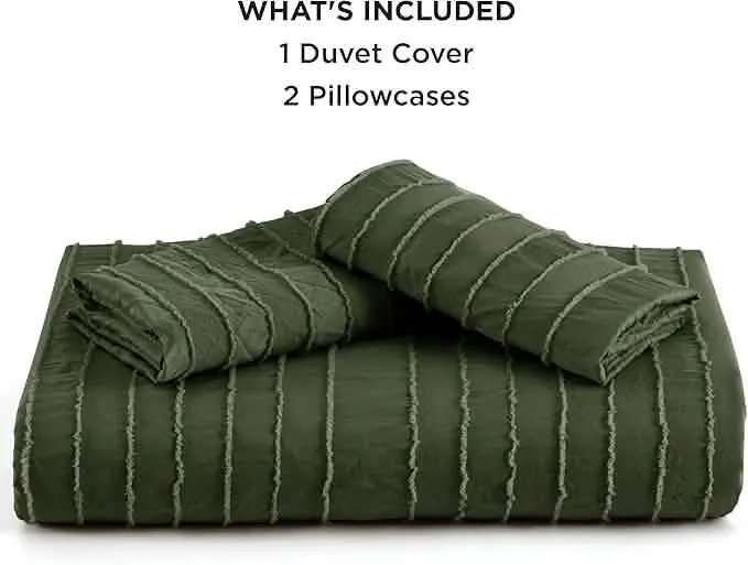 Striped Tufted Embroidery Duvet Cover Set