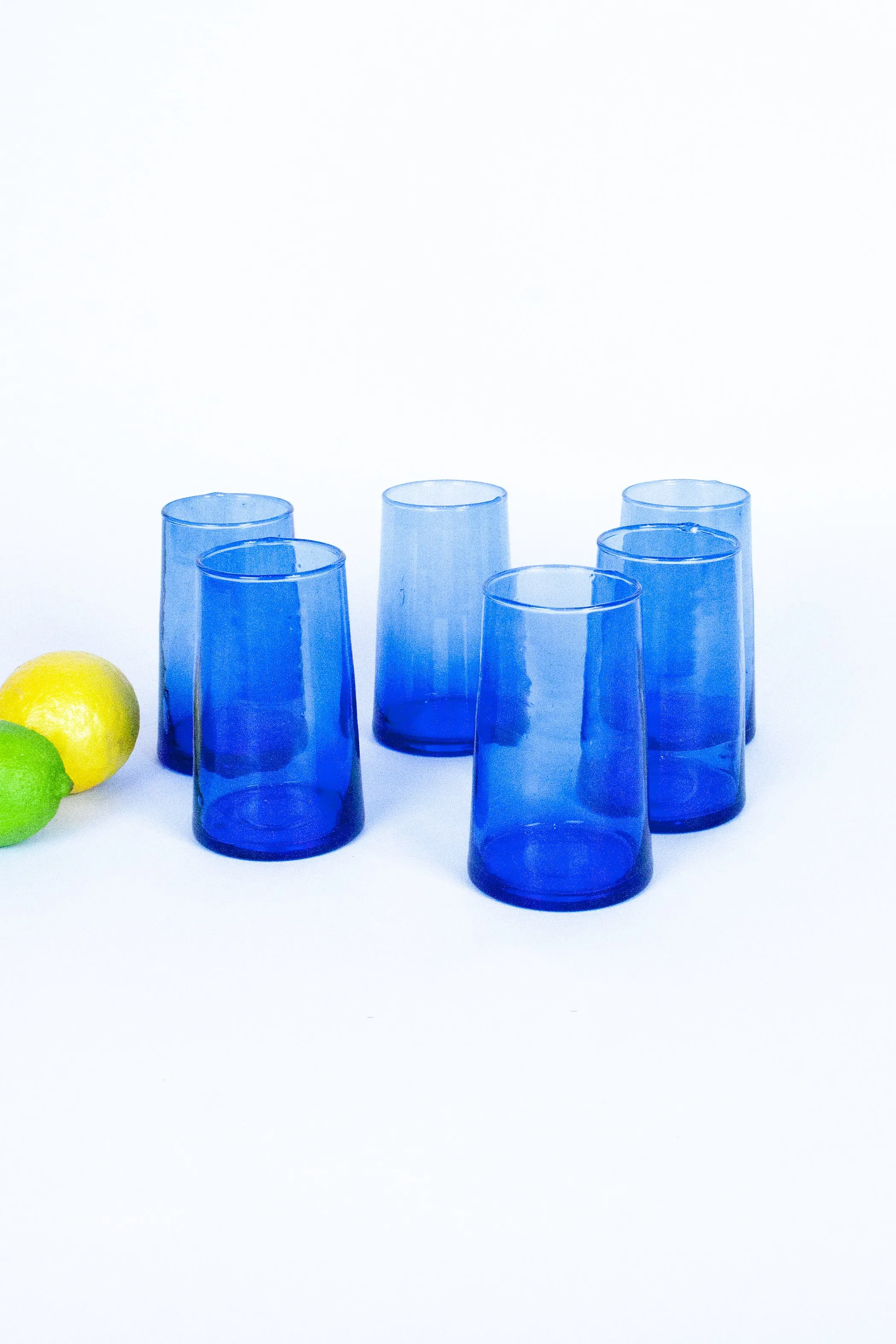 Tall Cone Moroccan Drinking Glasses in Cobalt, SET OF 6