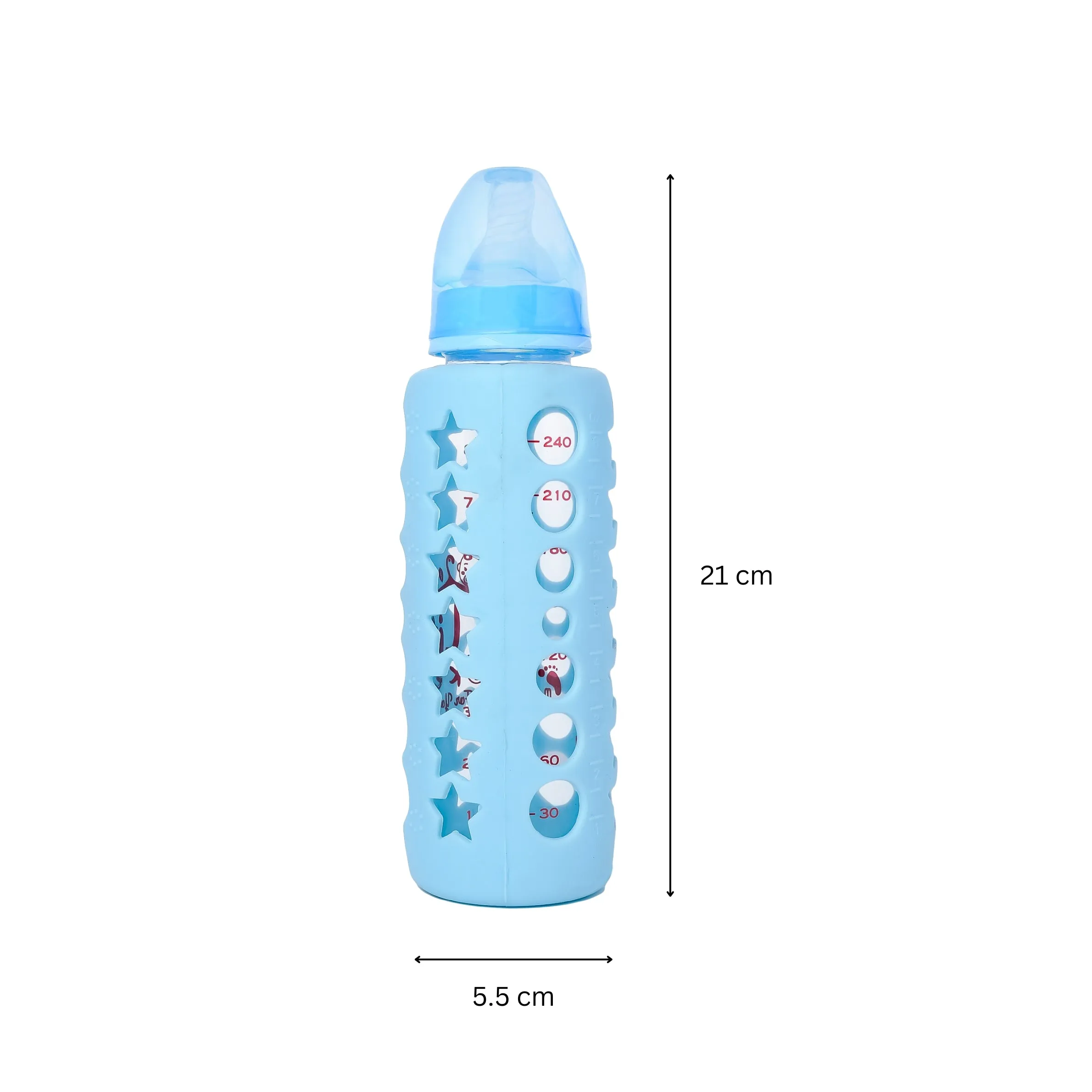 The Little Lookers High Borosilicate Glass Feeding Bottle for Baby/Feeder for Newborn |Super Soft Flow Control & Anti Colic Nipple for Infants/Toddlers(Pack of 3)