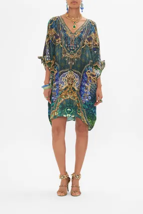 TIE SLEEVE SHORT V NECK KAFTAN FAN DANCE