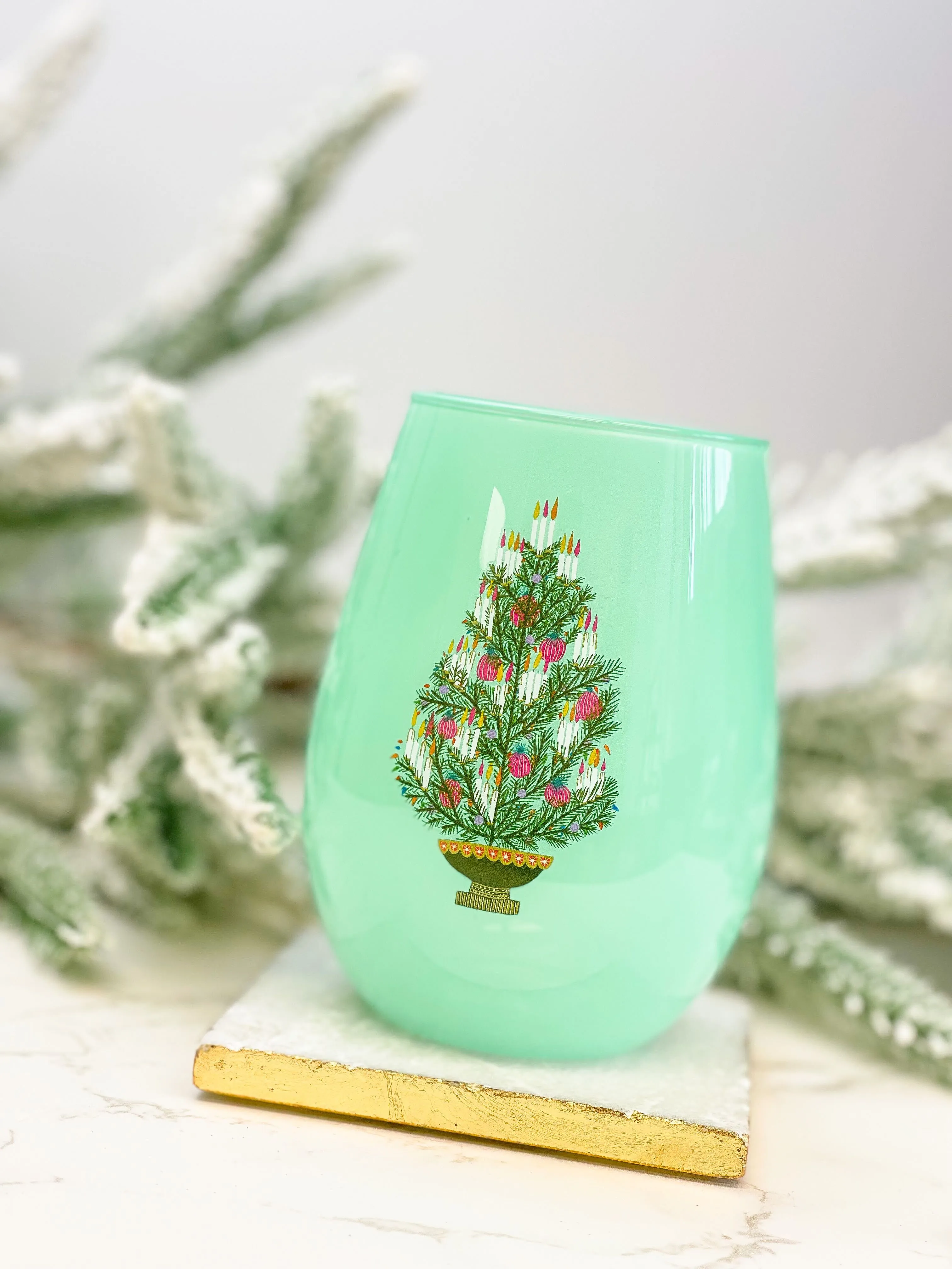 Vintage Tree Stemless Wine Glass