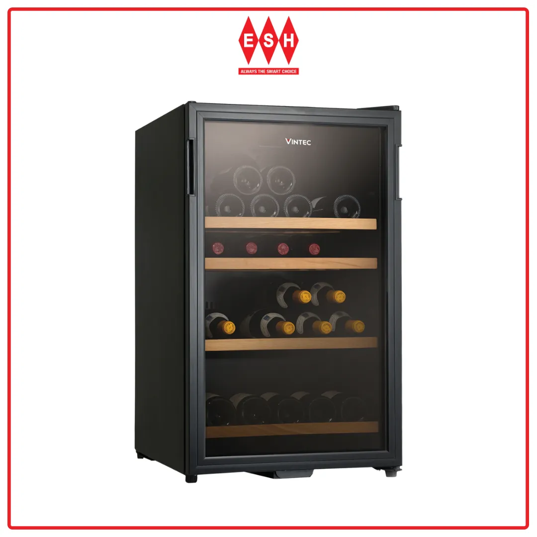 Vintec VWS035SCA-X 30 Bottle Single Zone Freestanding with Aluminium Glass Frame Wine Cabinet