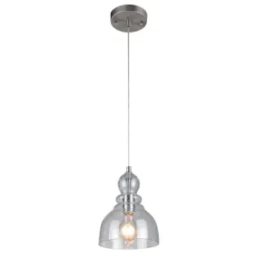 Westinghouse One-Light Indoor Mini Pendant Brushed Nickel Finish with Hand Blown Clear Seeded Glass - 6100700