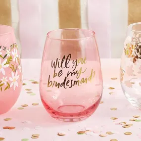 'Will You Be My Bridesmaid?' Stemless Wine Glass