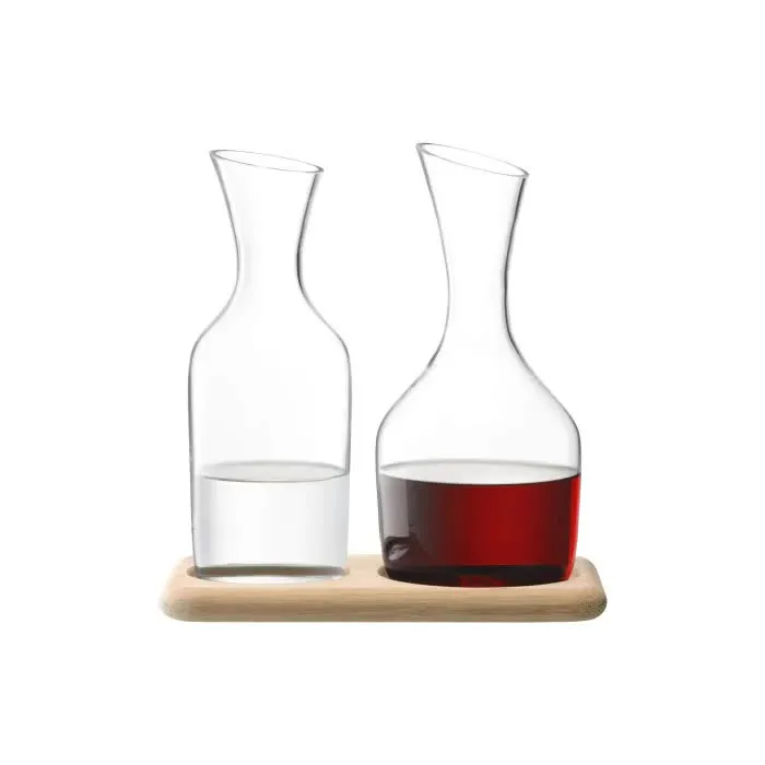 Wine Water & Wine Carafe Set & Oak Base 1.2L/1.4L