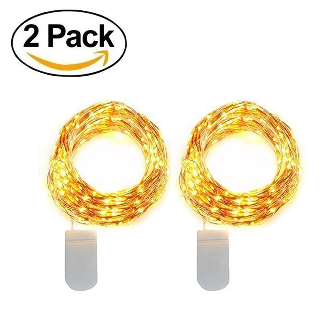 XERGY 20 LED 2m Battery Powered Decoration Starry String Lights Operated by 2xCR2032 with Large Beads Copper Wire for DIY - Pack of 2, Christmas NYE Decoration Lights Festival Rice Light