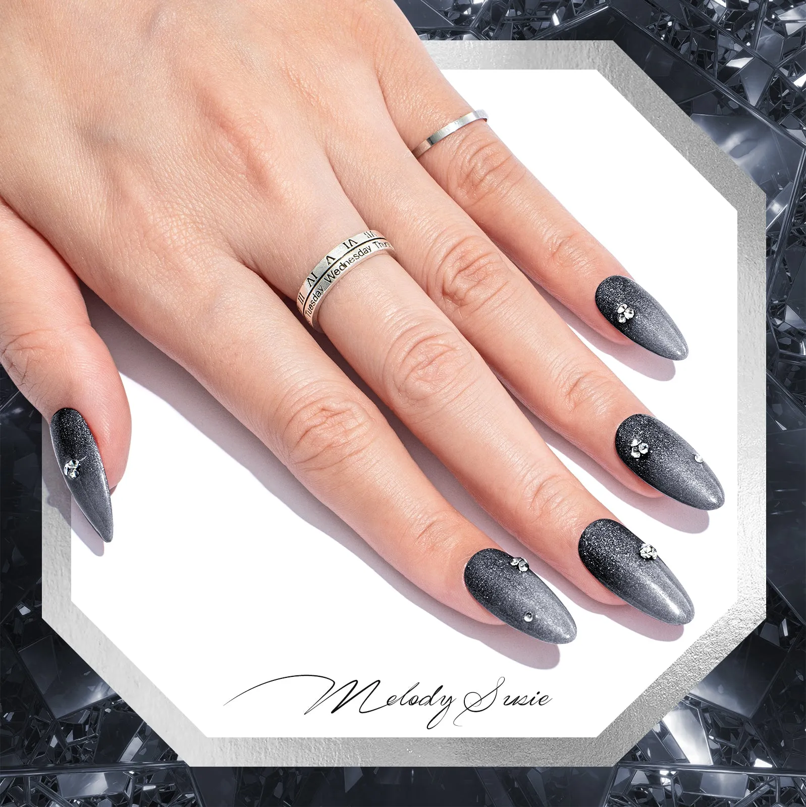 Z200 Black Gray Glitter - Gel Nail Polish(15ml)